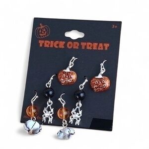 Dangle Earrings 3 Pair of Trick or Treat Halloween Theme Earrings
